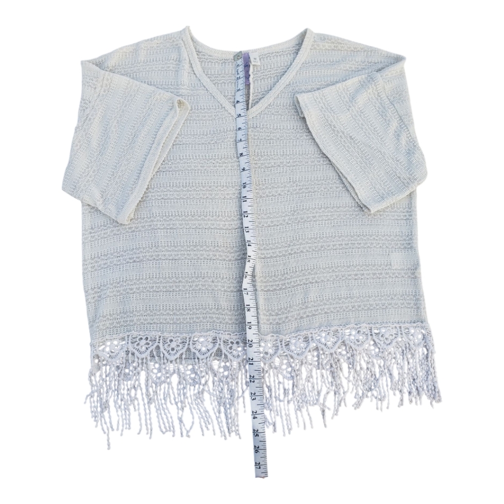 Boho Sheer Crochet Fringe Kimono Top – Festival Beach Cover-Up, Open Knit Blouse - Picture 2 of 8